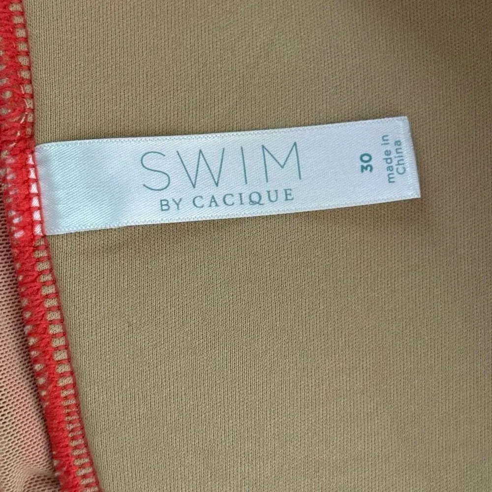 Swim By Cacique Bikini Top Pink Coral Lightly Lined No-Wire - Women’s US 30